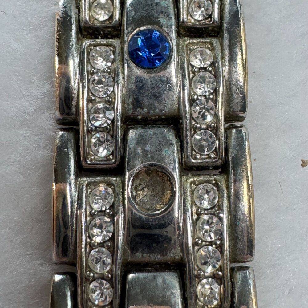 Glam Sapphire Blue Rhinestone Bracelet Watch Lapis Y2K  Style HSN Colleen Lopez - Picture 9 of 16